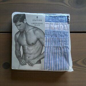 Stafford 4-Pack Men's 100% Cotton Woven Boxers  XXL White/Blue/Pink Plaid Assort